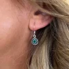 Solid Silver Green Onyx Round Drop Earrings