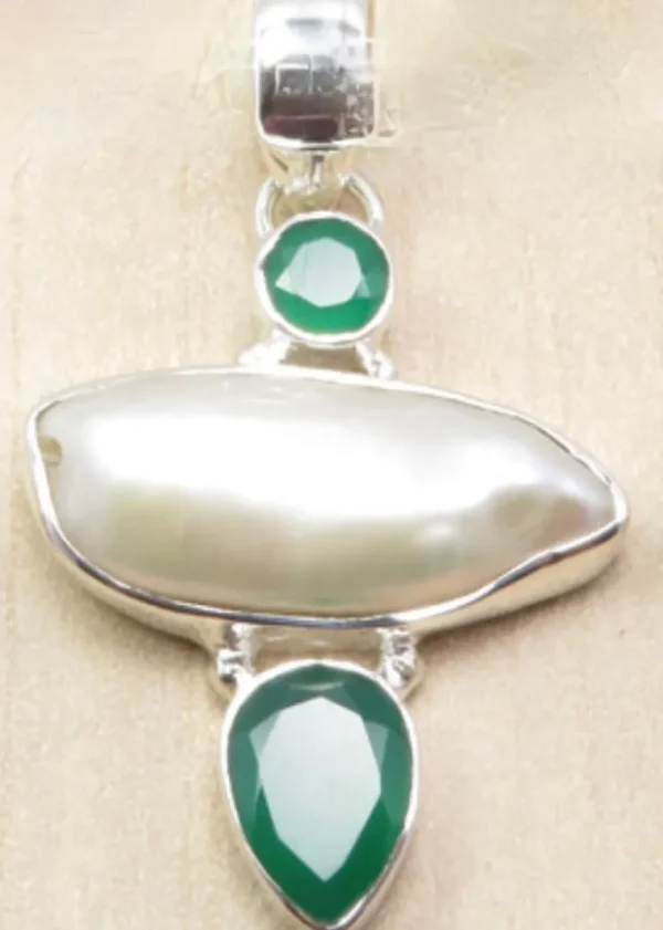 Solid Silver Handmade Biwa Pearl Pendants