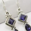 Solid Silver Iolite Faceted Drop Earrings