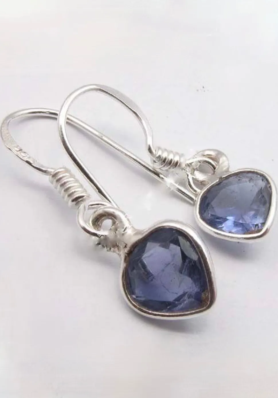 solid_silver_iolite_mini__0.webp Solid Silver Iolite Mini Reverse Tear-Drop Drop Earrings