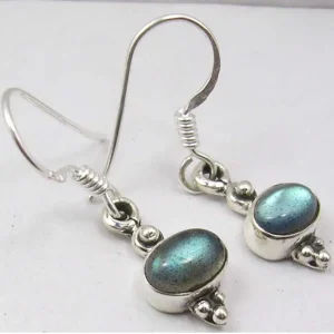 Solid Silver Labradorite Drop Earrings