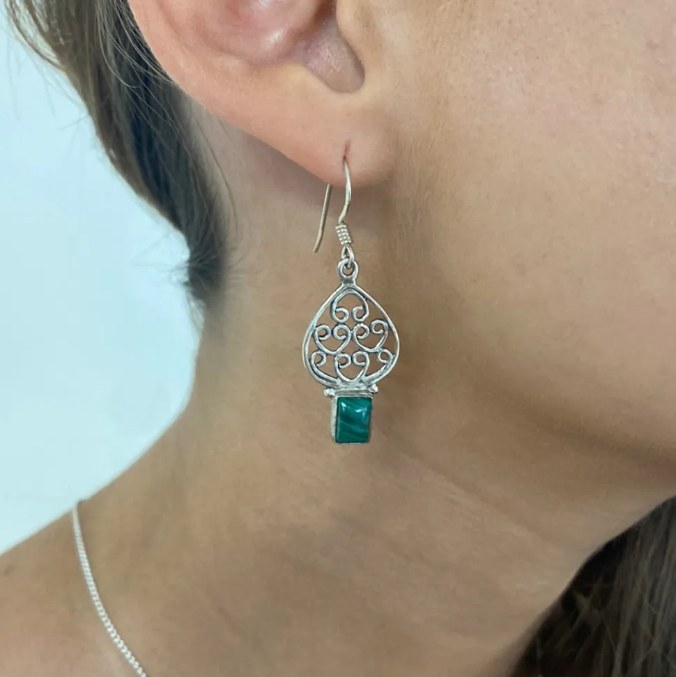 solid_silver_malachite_mo_0.webp Solid Silver Malachite Moroccan Style Drop Earrings