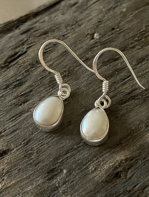 Solid Silver Pearl Tear-drop Earrings
