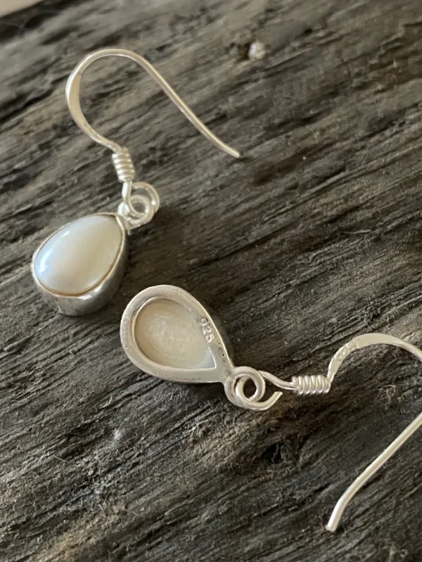 Solid Silver Pearl Tear-drop Earrings