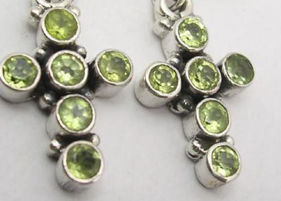 solid_silver_peridot_encr_3.webp Solid Silver Peridot Encrusted Cross Drop Earrings