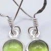 Solid Silver Peridot Round Drop Earrings