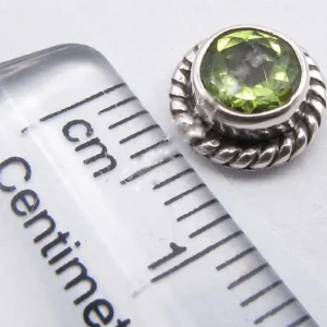 Solid Silver Peridot Round Stud Earrings