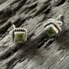 Solid Silver Peridot Square Stud Earrings