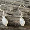 Solid Silver Rainbow Moonstone Double Framed Drop Earrings