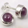 Solid Silver Ruby Stud Earrings