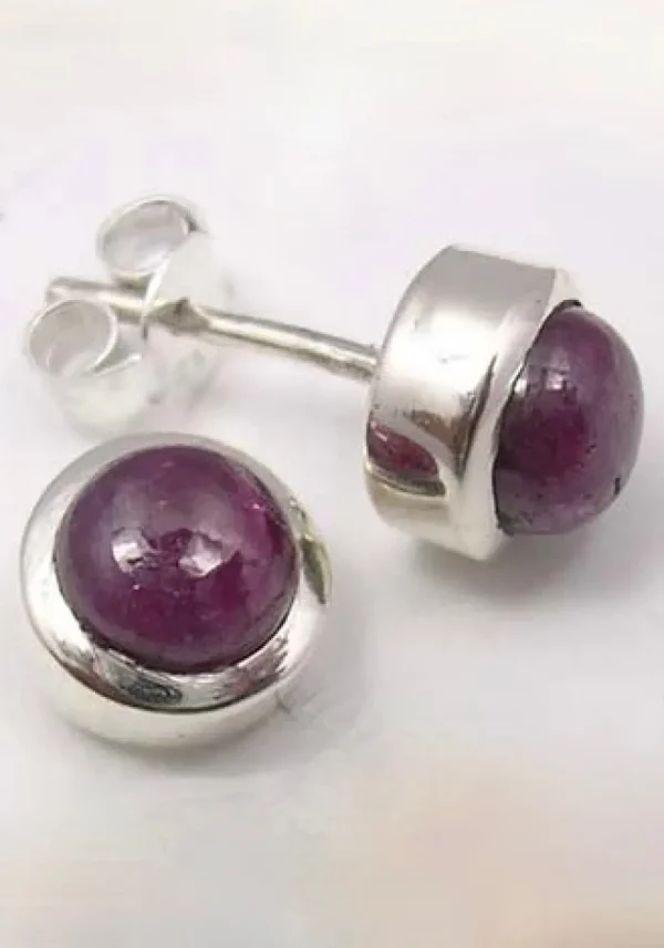Solid Silver Ruby Stud Earrings