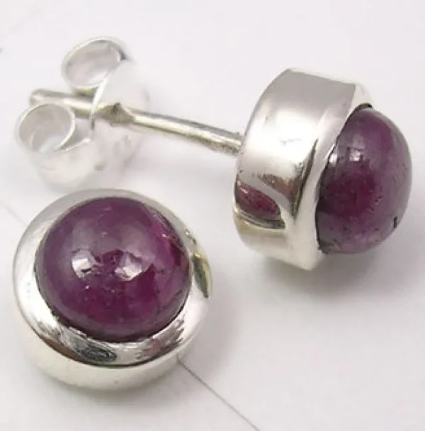 Solid Silver Ruby Stud Earrings