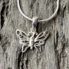 Solid Silver Simple Butterfly Pendant and Chain