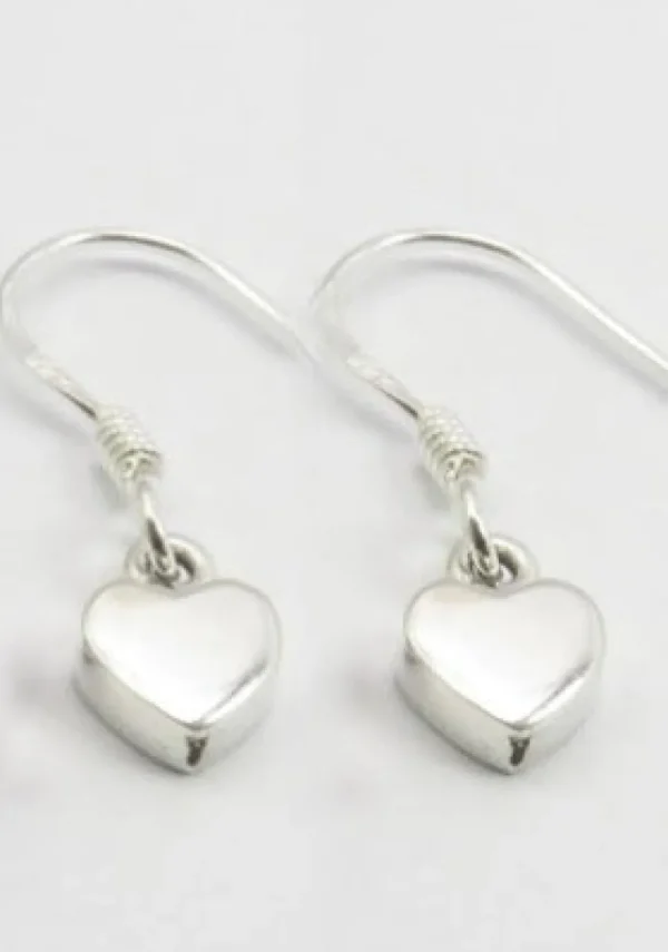 Solid Silver Simple Heart Linked Earrings