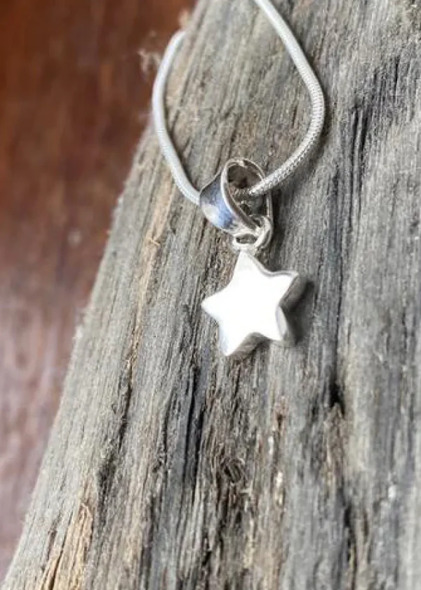 Solid Silver Simple Star Pendant and Chain