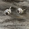 Solid Silver Smoky Quartz Round Stud Earrings