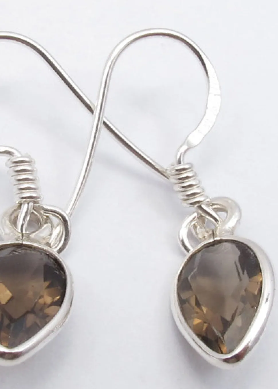 solid_silver_smoky_quartz_1.webp Solid Silver Smoky Quartz Tear-drop Drop Earrings