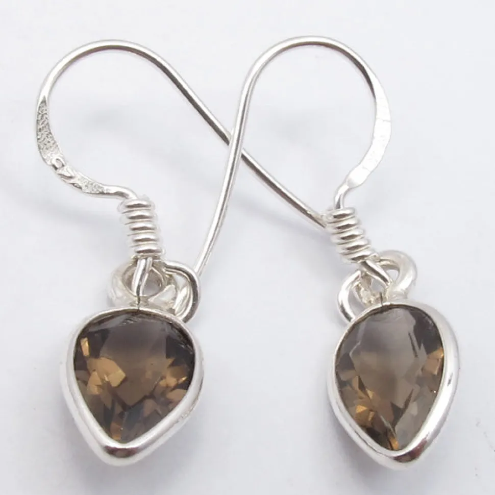 solid_silver_smoky_quartz_2.webp Solid Silver Smoky Quartz Tear-drop Drop Earrings