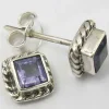 Solid Silver Square Stud Earrings
