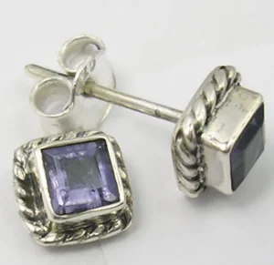 Solid Silver Square Stud Earrings