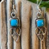 Solid Silver Turquoise Drop Earrings with Triple Triangle Detail