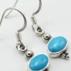Solid Silver Turquoise Oval Drop Earrings