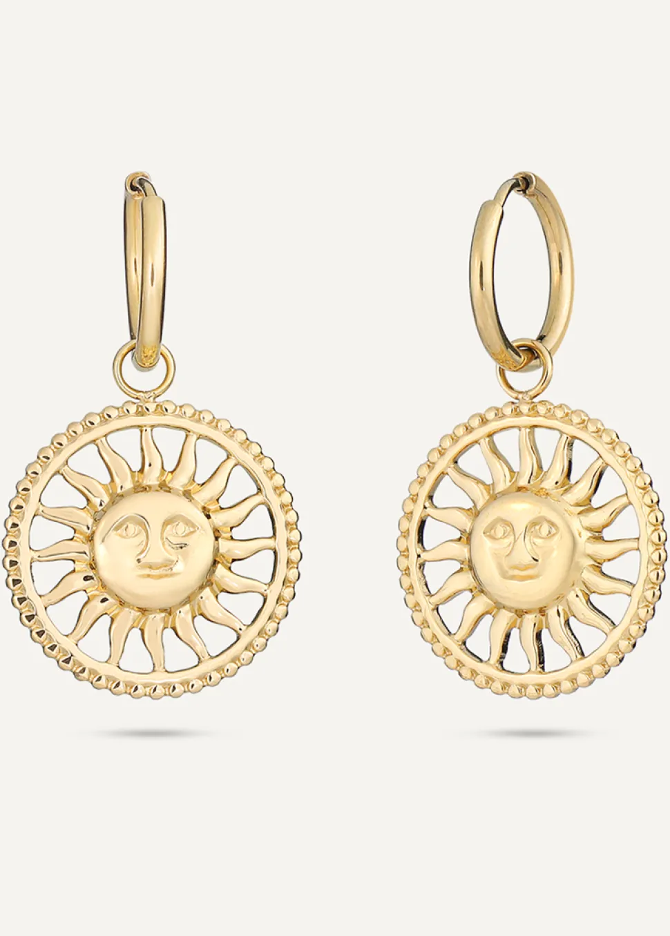 sun_medallion_drop_earrin_0.webp Sun Medallion Drop Earrings in 18K Gold-Plated