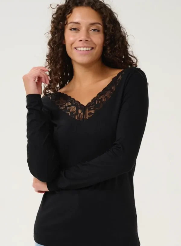 Trulla Long Sleeve Top in White & Black