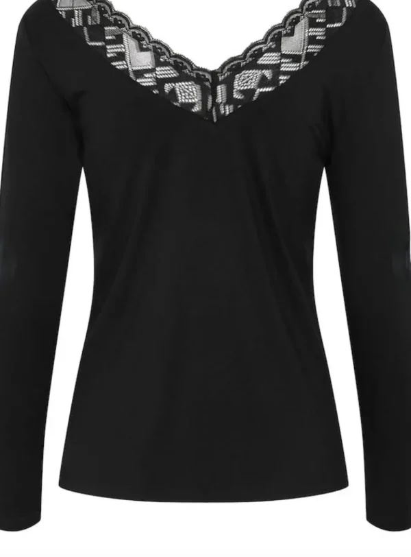 Trulla Long Sleeve Top in White & Black
