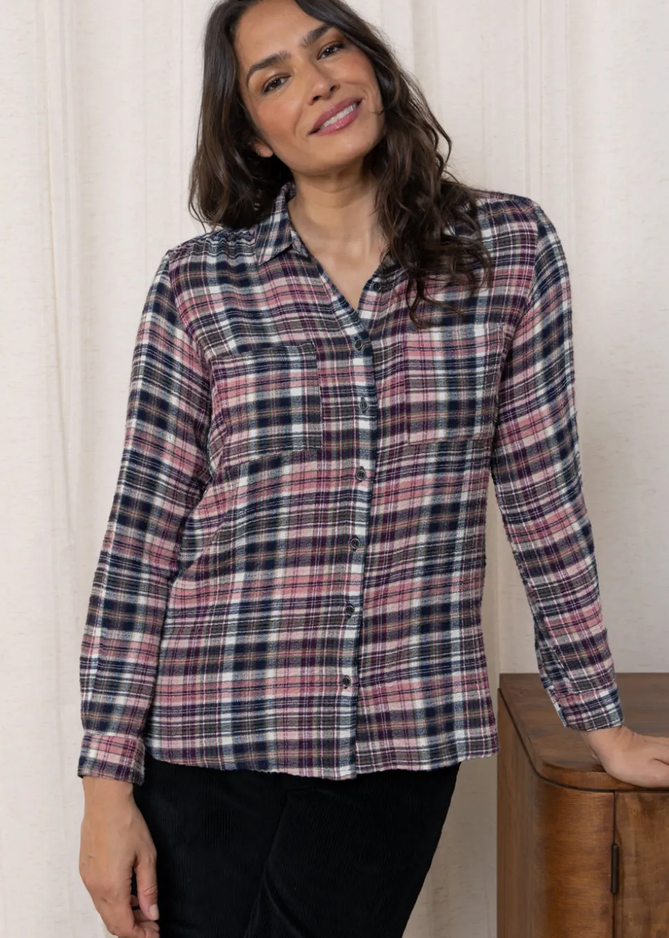 willow_check_shirt_in_mul_0.webp Willow Check Shirt in Mulberry