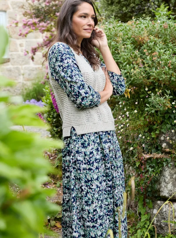 Aelia Oatmeal Pointelle Knit Tank