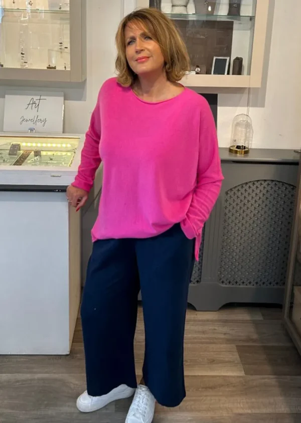Cashmere Mix Round Neck Knit in shades of Red, Pink & Berry