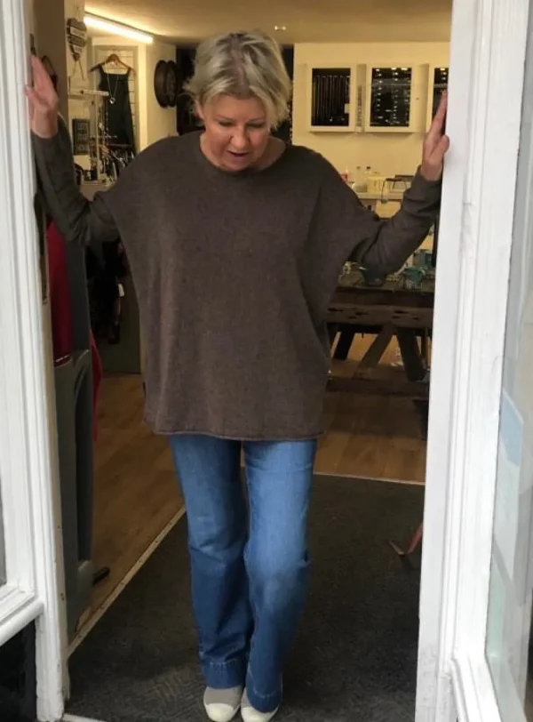 Cashmere Mix Round Neck Knit in Browns, Camel & Ochre