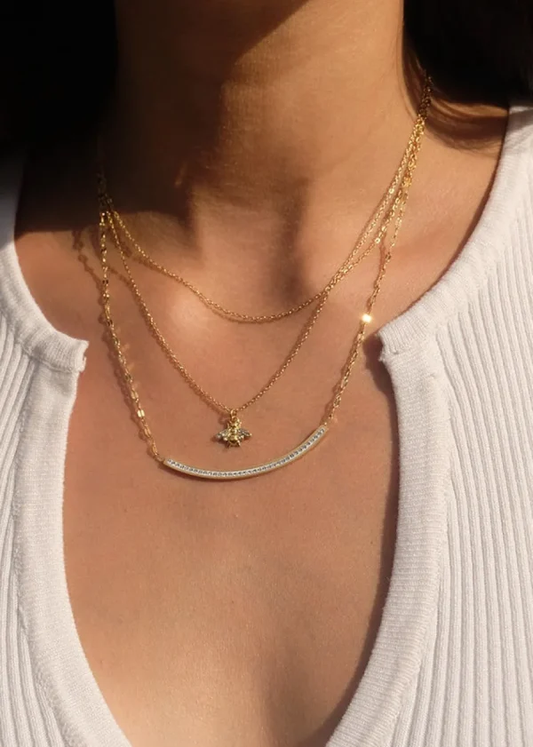Crescent Glow 18K Gold Plate Necklace