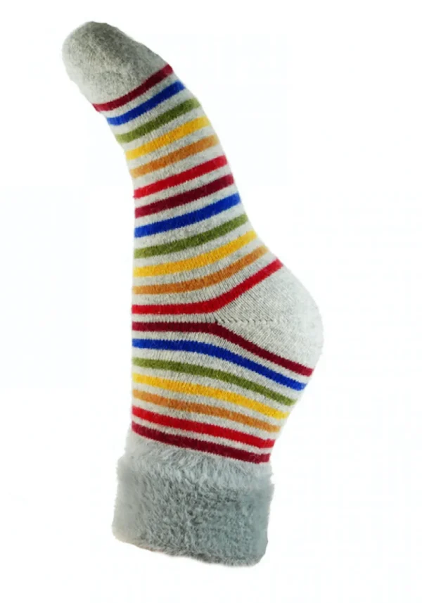 Luxurious Cuff House Socks in Multi Stripe