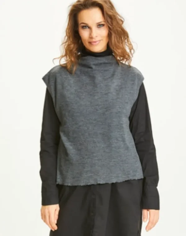 Merino Wool Box Vest with Draped Neck