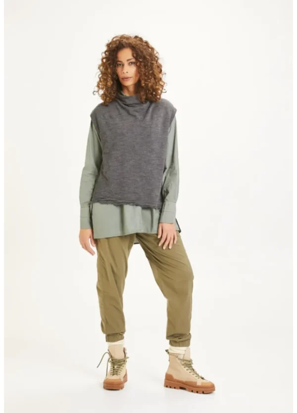 Merino Wool Box Vest with Draped Neck