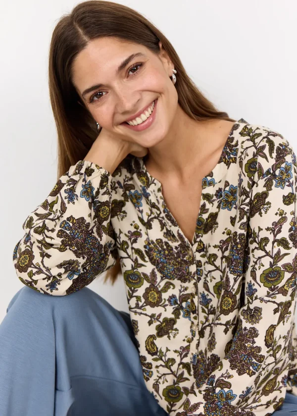 Nine 1 Print Blouse in Dark Green