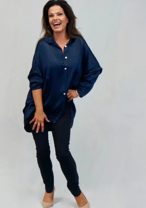 Rose Slim Full Length Trousers in Navy