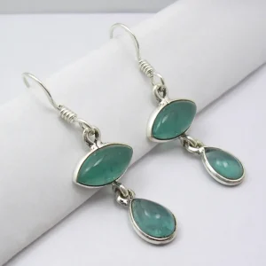 Solid Silver Apatite Double stone Drop Earrings