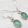 Solid Silver Apatite Oval Drop Earrings