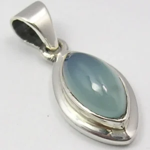 Solid Silver Chalcedony Marquis Pendant
