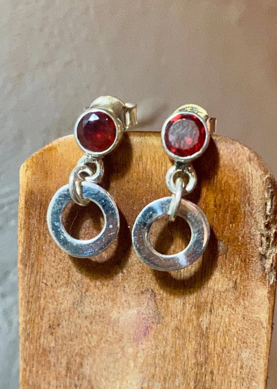 solid_silver_garnet_stud__0.webp Solid Silver Garnet Stud Earrings with Loop Drop