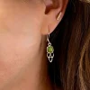 Solid Silver Green Copper Turquoise Drop Earrings with Triple Triangle
