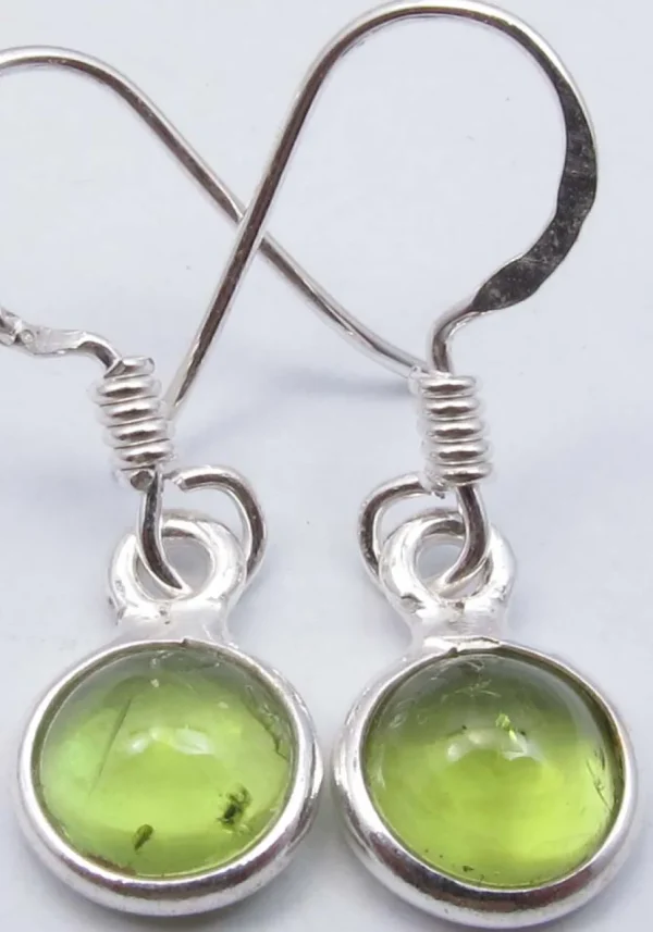 Solid Silver Peridot Round Drop Earrings