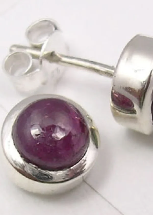 Solid Silver Ruby Stud Earrings