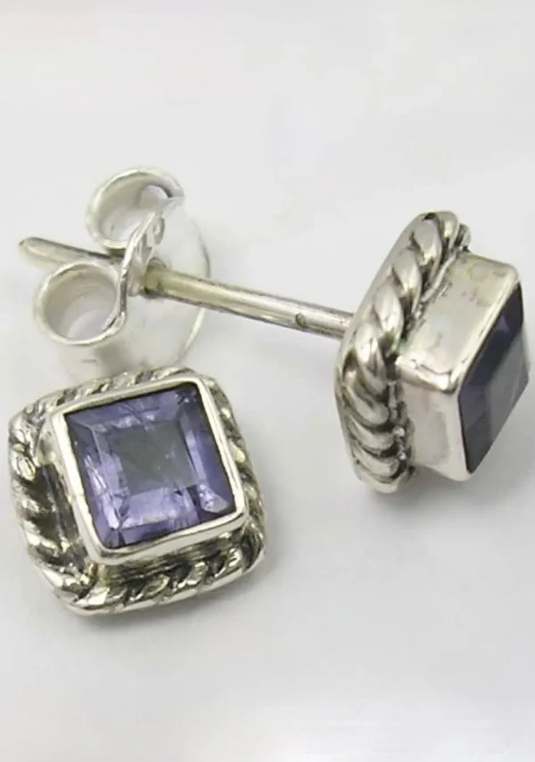 Solid Silver Square Stud Earrings